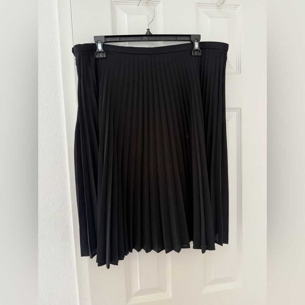 Apostrophe Black Semi-Sheer Pleated Skirt  Women’s Size 16